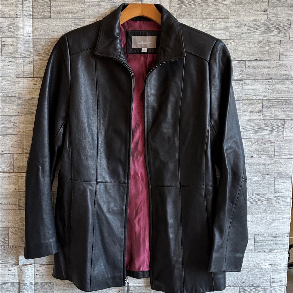 Black Leather Coat Lambskin Long Jacket Trench Soft Y2K women’s Medium